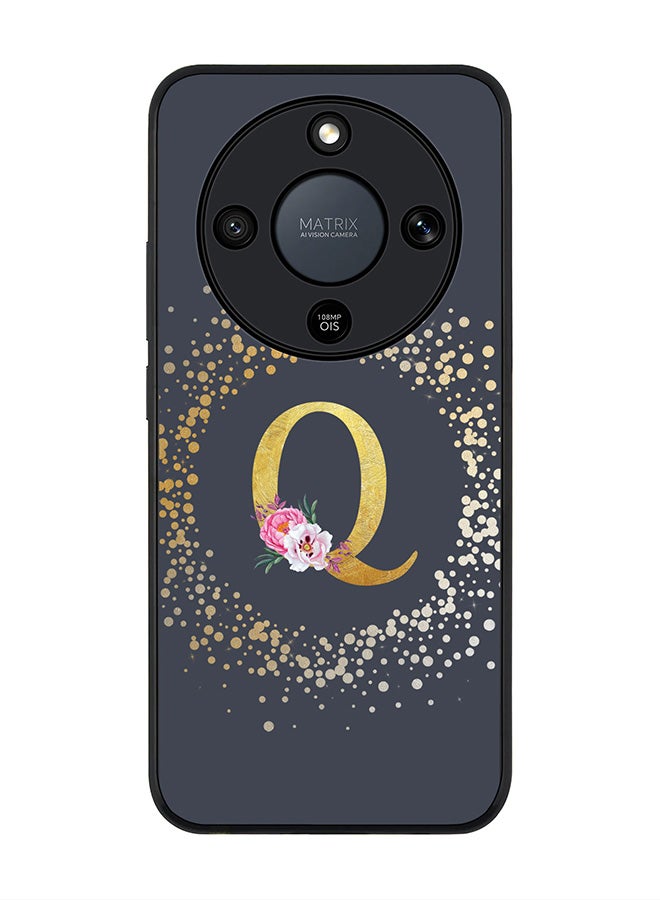 For Honor X9d / Magic8 Lite / X70 Case,Slim fit Camera Protection, Shockproof Thin Phone cover  - Custom Monogram Floral - Q  (Grey )